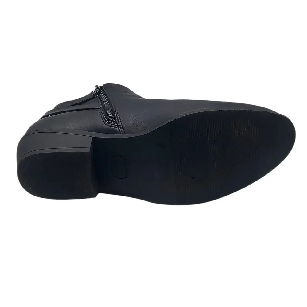 Vepose Black 911 Classic Ankle Boot with Zipper and Low Heel
